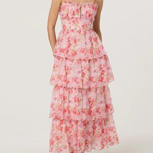 Vonnessa Pleated Tiered Maxi Dress NWT